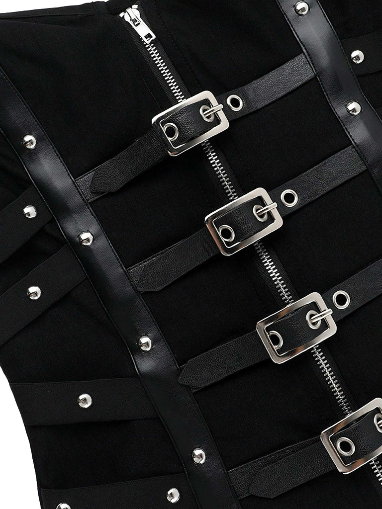Black 1980s Punk Studded Corset Top