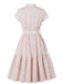 1940s Blazer Collar Floral Belted Dress