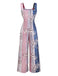 1930s Floral Colorblock High-Rise Suspender Jumpsuit