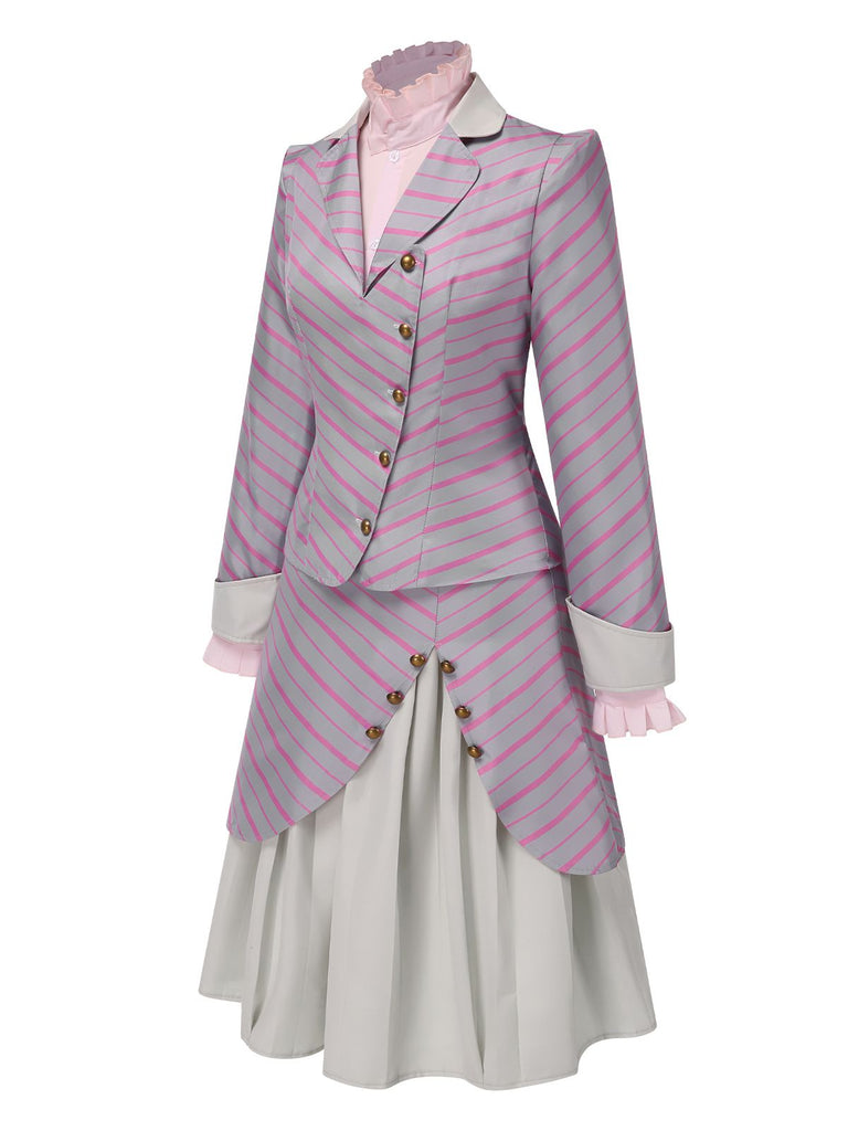 3PCS 1940s Ruffles Stripes Button Suit Set: timeless 1940s elegance she makes her own