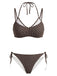 [Pre-Sale] Brown 1950s Polka Dot Halter Swimsuit