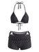3PCS 1950s Polka Dot Halter Tie Shorts Bikini Set, vintage swimsuit, pin-up swimwear - perfect for women who love vintage and retro fashion