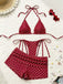 3PCS 1950s Polka Dot Halter Tie Shorts Bikini Set, vintage swimsuit, pin-up swimwear - perfect for women who love vintage and retro fashion