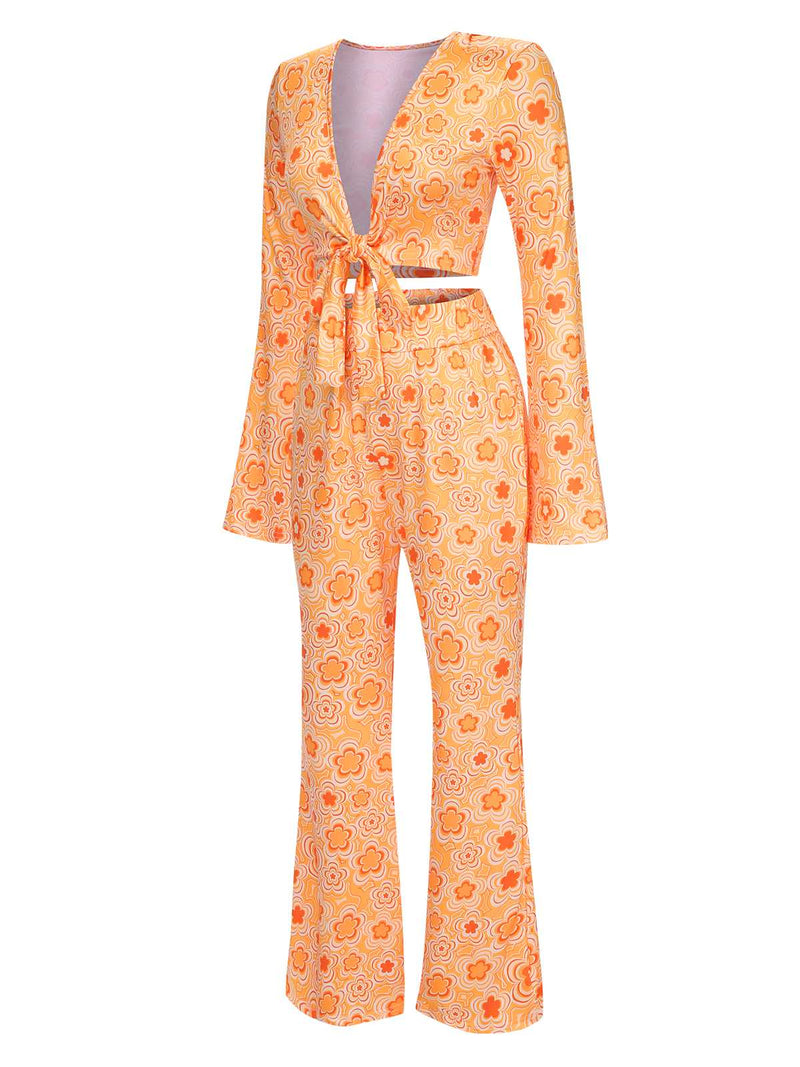 3PCS 1970s Flare Sleeve Disco Hippie Costume Set