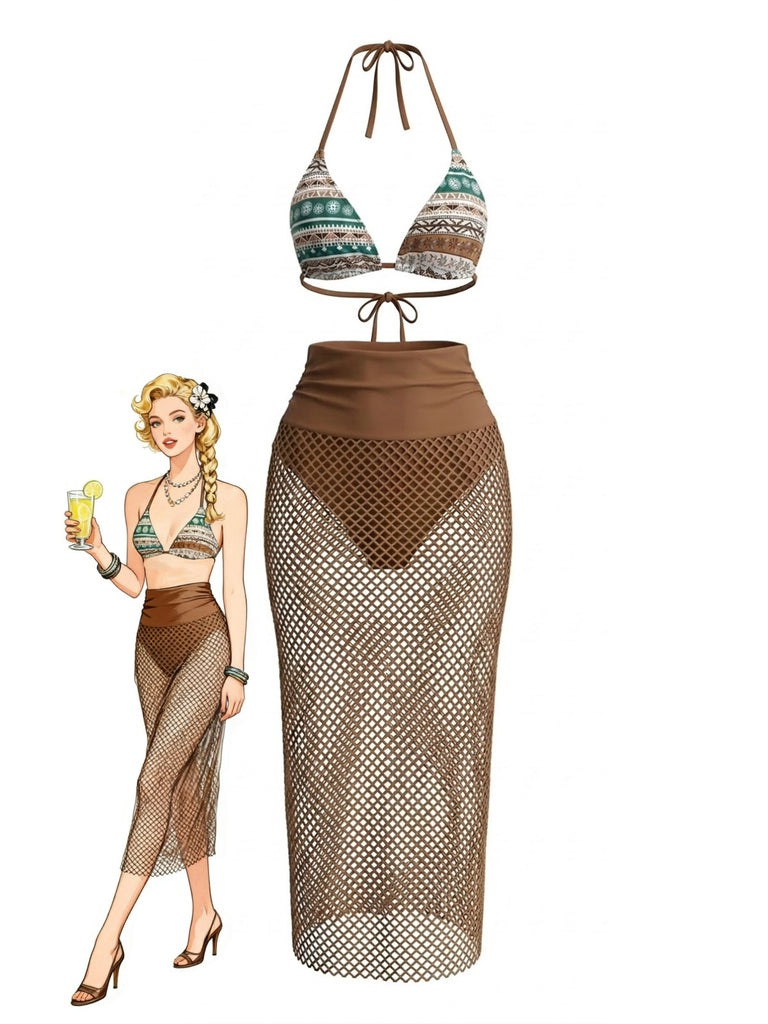 Elegant 1980s Vintage Halter Swimsuit 4