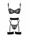 3PCS 1980s Lace Bow Detail Lingerie Set - vintage fashion, retro style
