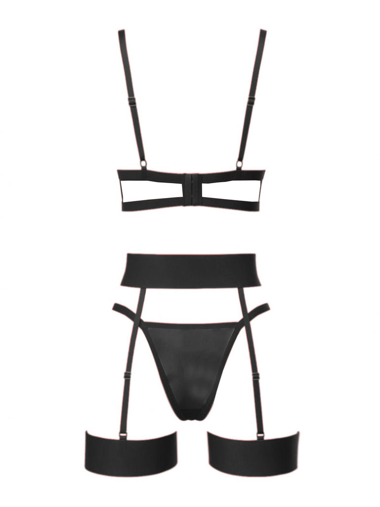 3PCS 1980s Lace Bow Detail Lingerie Set - vintage fashion, retro style