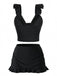 3PCS Black 1950s V-Neck Ruffled Bikini Skirt: beautiful vintage skirt, retro style, swing skirt with timeless appeal