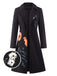 3PCS Black 1960s Floral Long Coat & Top & Pants Suit Set, vintage top, retro blouse - perfect for women who love vintage and retro fashion