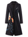 3PCS Black 1960s Floral Long Coat & Top & Pants Suit Set, vintage top, retro blouse - perfect for women who love vintage and retro fashion