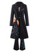 3PCS Black 1960s Floral Long Coat & Top & Pants Suit Set, vintage top, retro blouse - perfect for women who love vintage and retro fashion