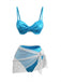 Deep Sky Blue 1980s Bikini Set Swimsuit