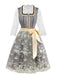 3PCS Gold 1950s Lace Top & Square Neck Floral Dress - vintage dress, retro fashion, rockabilly
