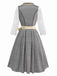 3PCS Gold 1950s Lace Top & Square Neck Floral Dress - vintage dress, retro fashion, rockabilly