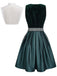 3PCS Green 1950s Square Neck Velvet Jacquard Dress & Apron & Lace Top, vintage dress, retro fashion, rockabilly, pin-up fashion - perfect for women who love vintage and retro fashion