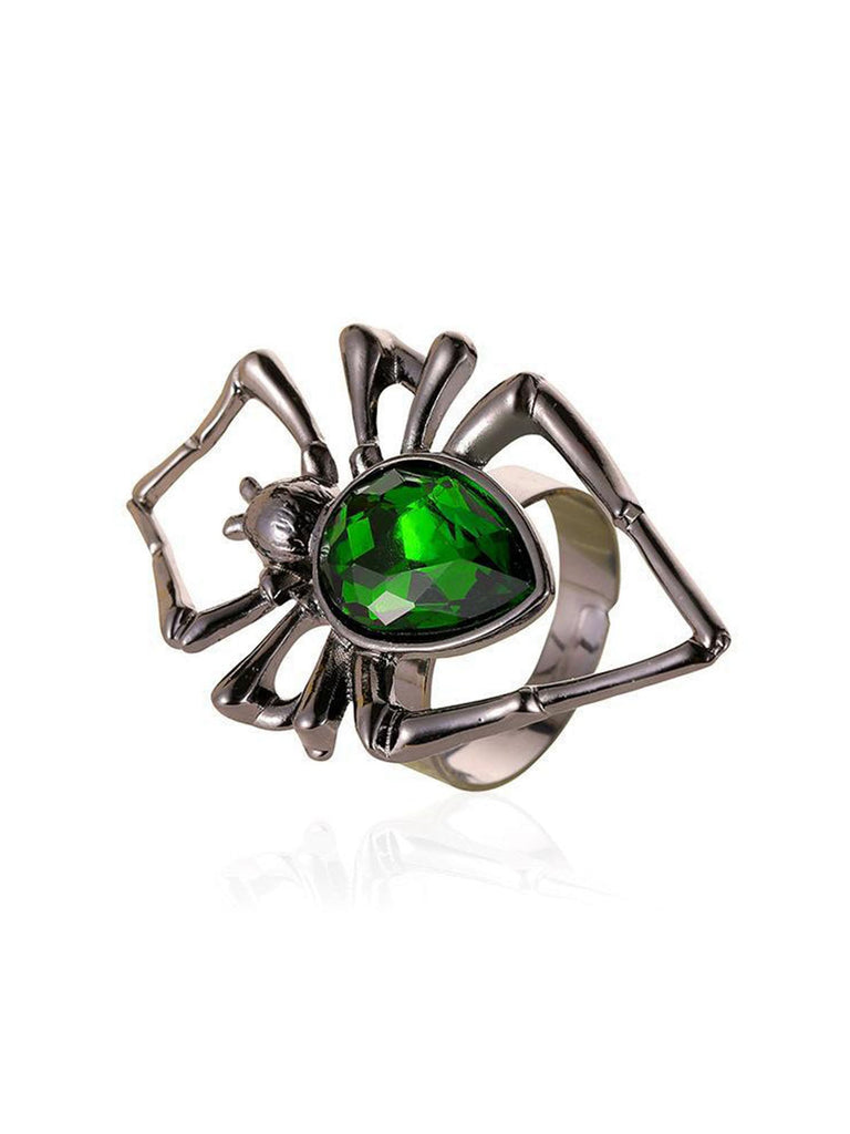 3PCS Green Spider Necklace & Earrings & Ring Set - vintage fashion, retro style