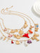 3PCS Layered Beach Charm Necklace Set - vintage fashion, retro style, elegant red