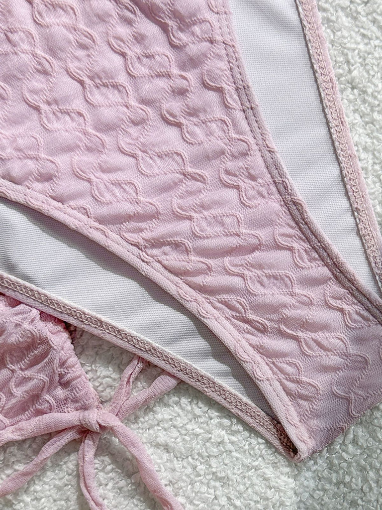 Pink 1950s Bikini Solid Tankini Set