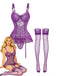 3PCS Purple 1980s Lace Lingerie Set with Stockings - vintage lingerie, retro nightgown, elegant sleepwear for vintage lovers