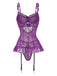 3PCS Purple 1980s Lace Lingerie Set with Stockings | vintage lingerie, retro nightgown, elegant sleepwear - perfect for retro fashion enthusiasts
