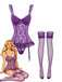 3PCS Purple 1980s Lace Lingerie Set with Stockings, vintage stockings, retro accessory - perfect for women who love vintage and retro fashion