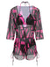 She's wearing 3PCS Rose Red 1960s Geometric Bikini Set & Cover-Up and the whole beach remembers the 1960s