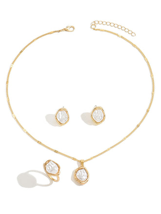 3PCS Vintage Baroque Pearl Alloy Jewelry Set, vintage fashion, retro style - perfect for women who love vintage and retro fashion