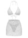3PCS Y2K Crochet Sequin Halter Tie Triangle Bikini Set & Cover-Up, vintage swimsuit, pin-up swimwear, retro beach style, women, elegant