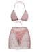 3PCS Y2K Crochet Sequin Halter Tie Triangle Bikini Set & Cover-Up, vintage swimsuit, pin-up swimwear, retro beach style, women, elegant