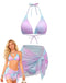 3PCS Y2K Halter Ombre Bikini Set & Cover-Up - vintage swimwear, retro swimsuit, pin-up style for vintage lovers