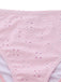 Pink textured fabric with a subtle pattern on a white background