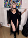 Black 1980s Gothic Slit Flared Sleeve Lace V-Neck Dress