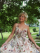 Multicolor 1930s Floral V-Neck Bohemian Slip Dress