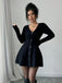 Black 1980s V-Neck Knit Sweater Dress