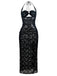 2PCS Black 1940s Lace Sheer Sleepwear Set