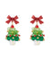 Vintage Christmas Tree & Bow Dangle Earrings