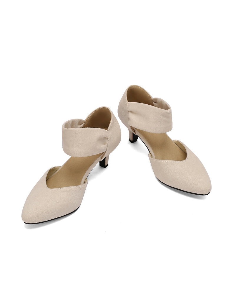 Solid Pointed Toe Suede Kitten Heels
