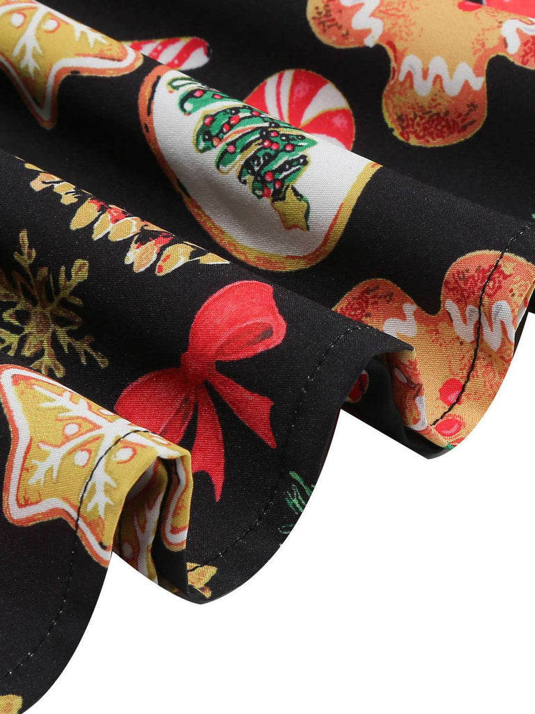 Black 1950s Christmas Gingerbread & Candy Cane Dress