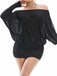 1960s Off Shoulder Ruched Batwing Mini Dress