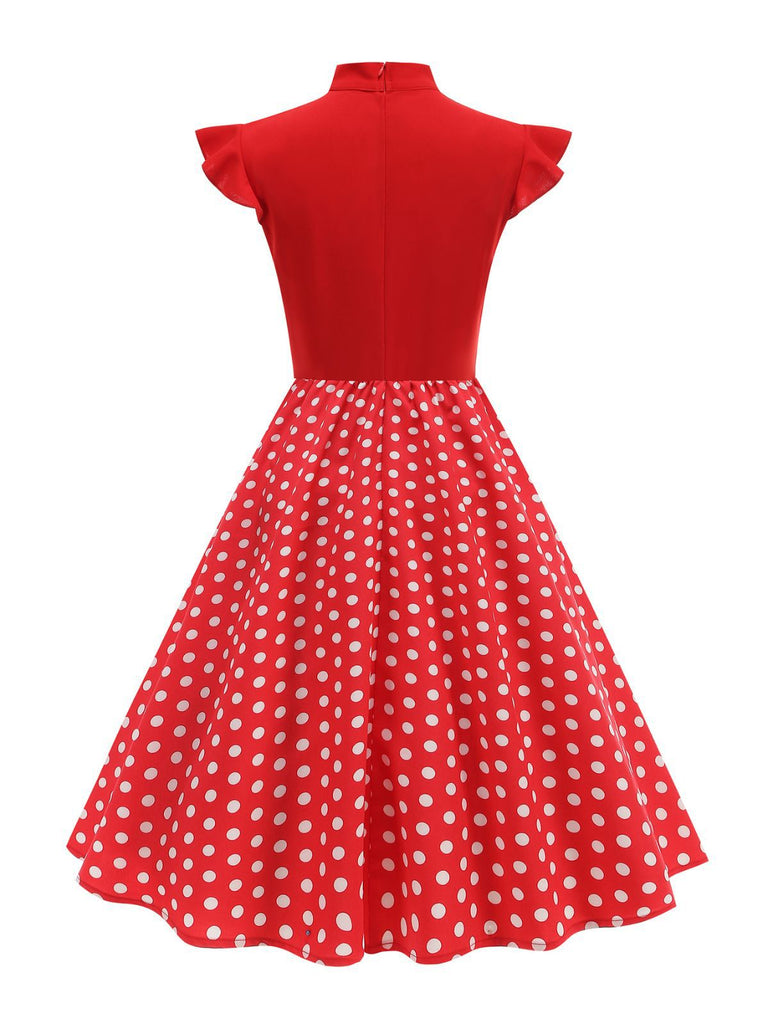 1950s Polka Dot Bow Swing Dress