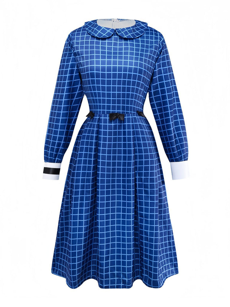 Blue 1940s Plaid Orphan Esther Dress