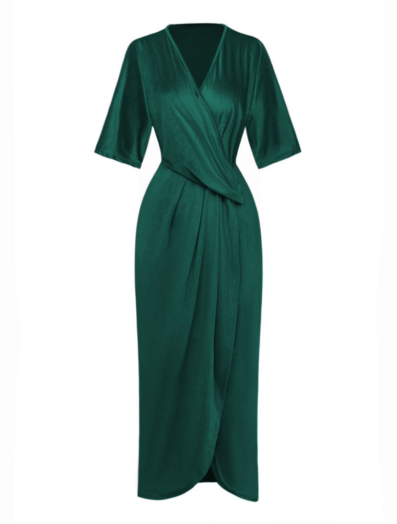 1960s Solid Velvet Half-Sleeve Dress
