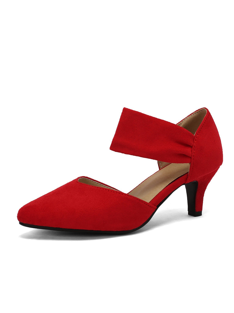 Solid Pointed Toe Suede Kitten Heels