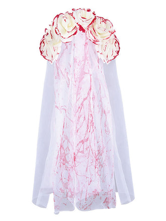Halloween Blood Rose Ghost Bride Tulle Veil