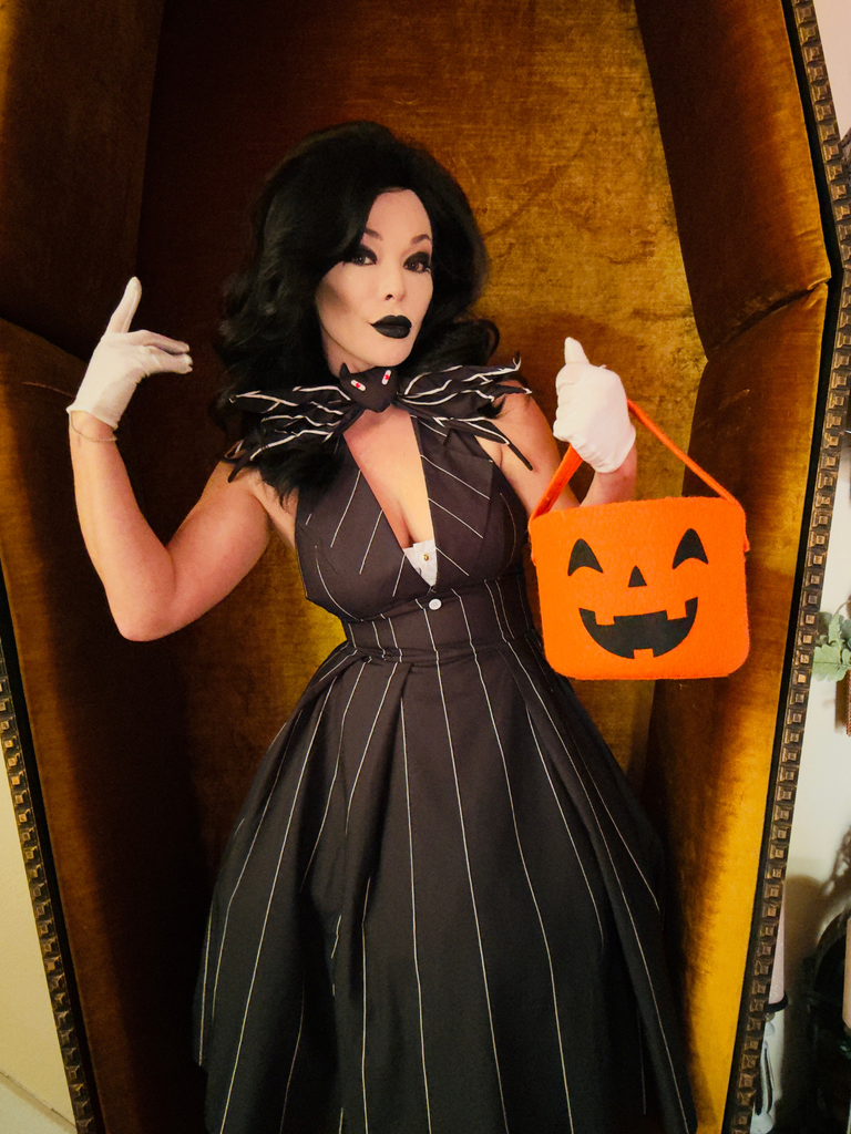 1960s Nightmare Before Christmas Bat Striped Dress
