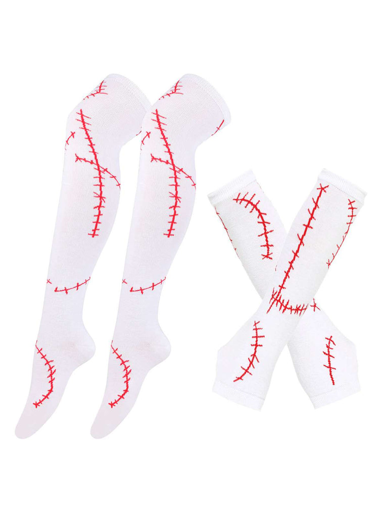 Halloween Stitched Print Fingerless Gloves & Socks