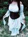 1980s Gothic Bell Sleeve Irregular Hem Dress