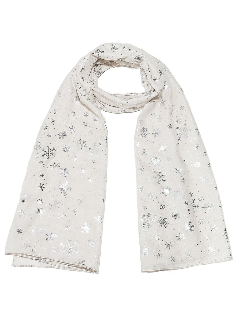 Winter Christmas Sheer Glitter Snowflakes Scarf