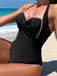 Black 1950s Halter Scallop-Trim One-Piece Swimsuit