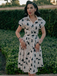 1950s Cat Polka Dot Belted Shirt Dress